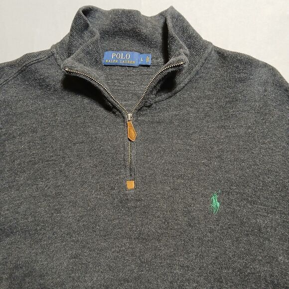 Polo Ralph Lauren Other - Polo Ralph Lauren Sweatshirt Men L Dark Gray 1/4 Zip Pullover Golf Casual Preppy